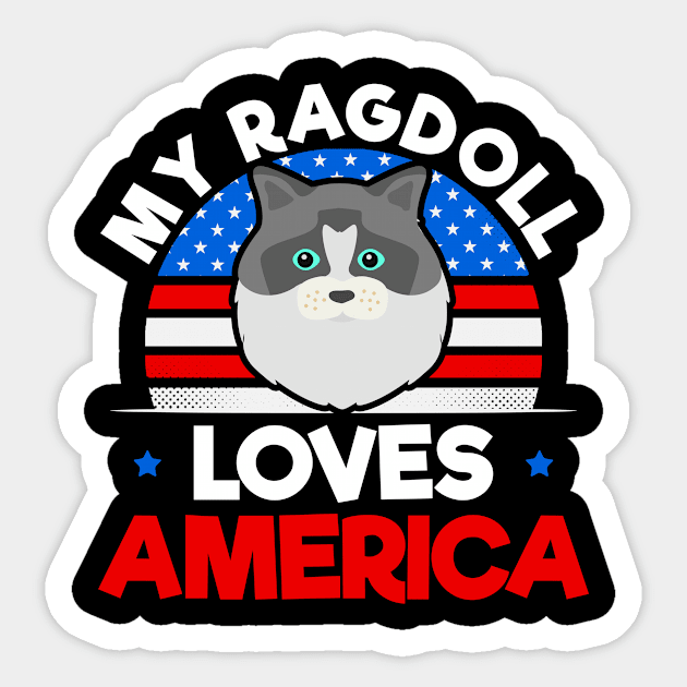 4th Of July Cat Shirt | Vintage Retro Ragdoll Gift Sticker by Gawkclothing